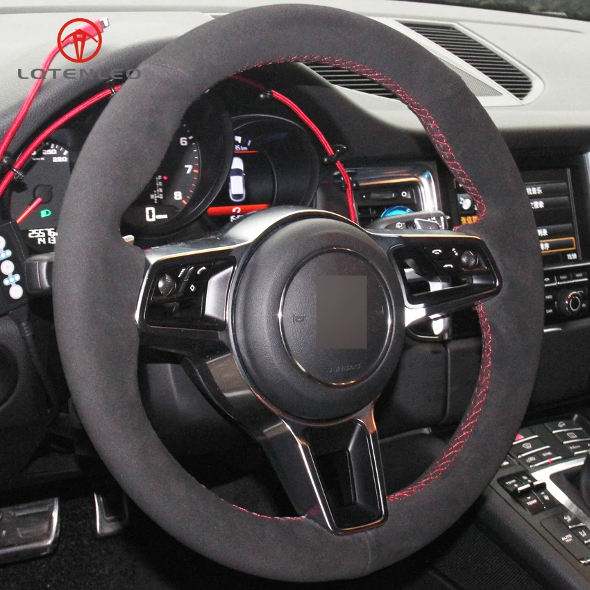 Черный замшевый чехол на руль LQTENLEO для Porsche Macan Panamera 2013-2019 Cayenne 2015-2019 718 911 918 Spyder |