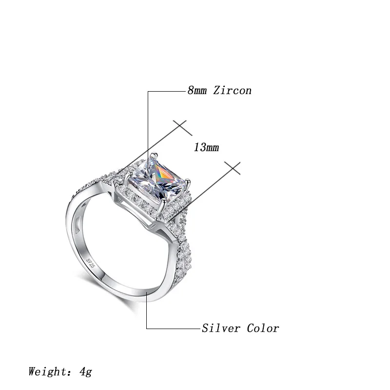 

Women Trendy Crystal Engagement Design Rings White Zircon Cubic Elegant Rings Wedding jewelry