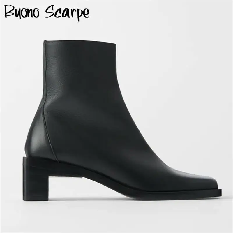 

Snake Pattern Heels Boots Square Toe Ankle Boots Animal Print Chunky Heel Boats Mujer Designer Leather Booties Zipper Punk Shoes