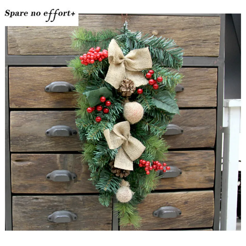 Christmas Rattan Decoration Hotel with Garland 2021 New Year American Hand-made Home Year's Eve Decorations | Дом и сад