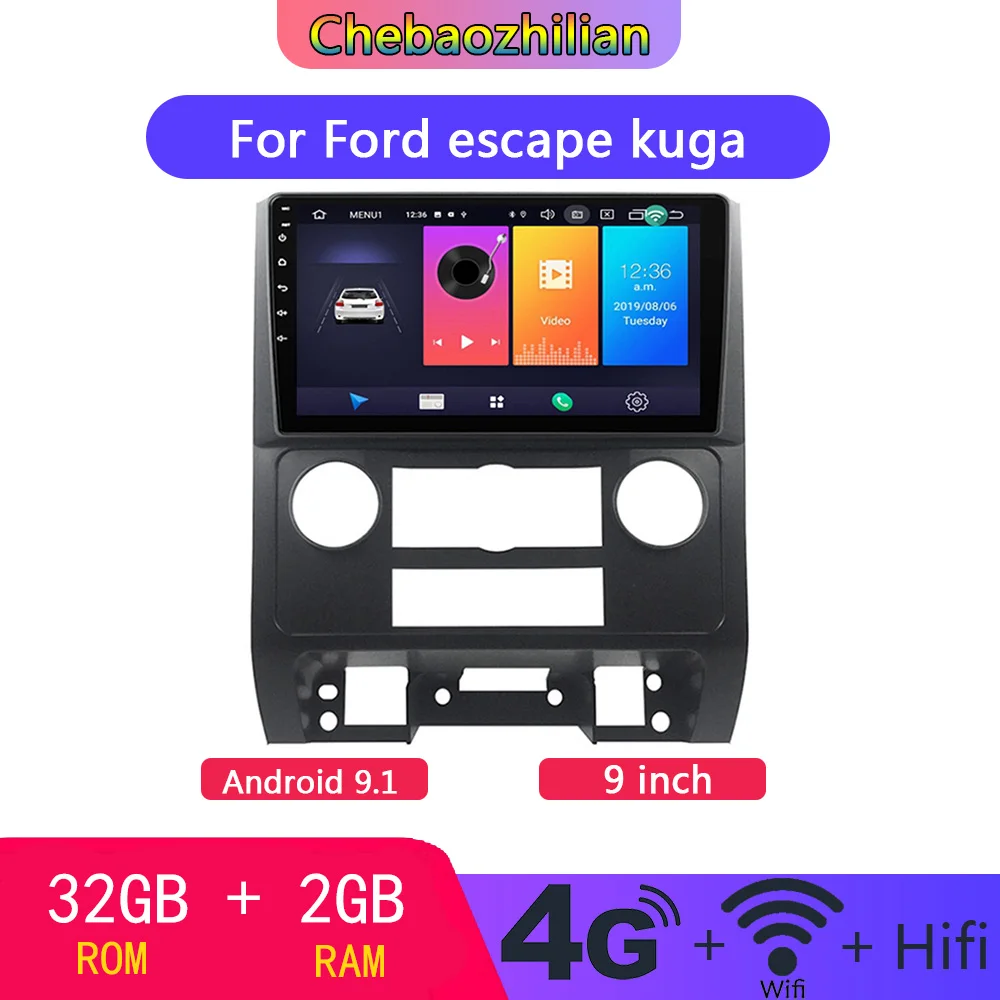comprar Para Ford América Do Norte Escapar Kuga 2007-2012 Android 9.1 Jogador De Carro Estéreo Gps Navegação Rádio Dvd Multimídia Wifi Bluetooth