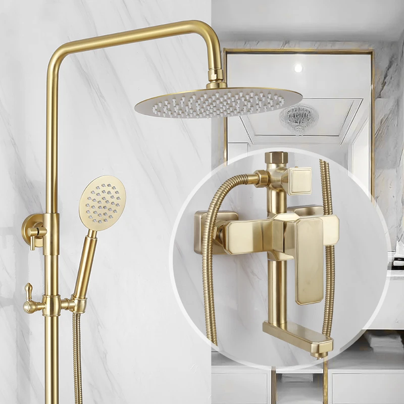 Скандинавский набор для душа ванной комнаты Роскошный Матовый Золотой смеситель