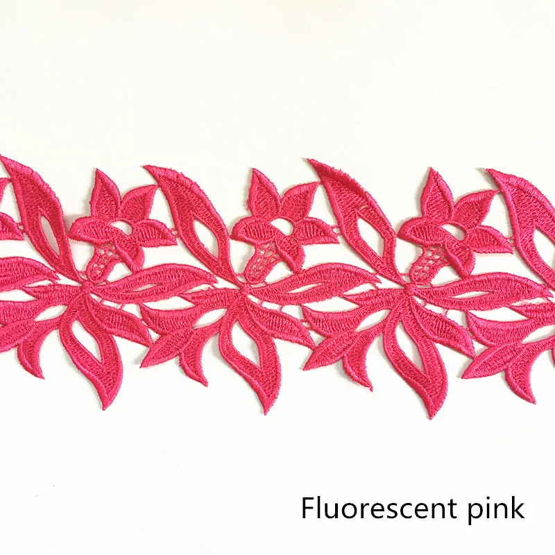 1 yard Fluo pink 20 ярдов 12 см пользовательские цвета белый вышитый водорастворимый кружевной ткани DIY аксессуары для одежды кружевной отделкой шитье ремесло DB-DZ1 - Цвет: 1 yard Fluo pink