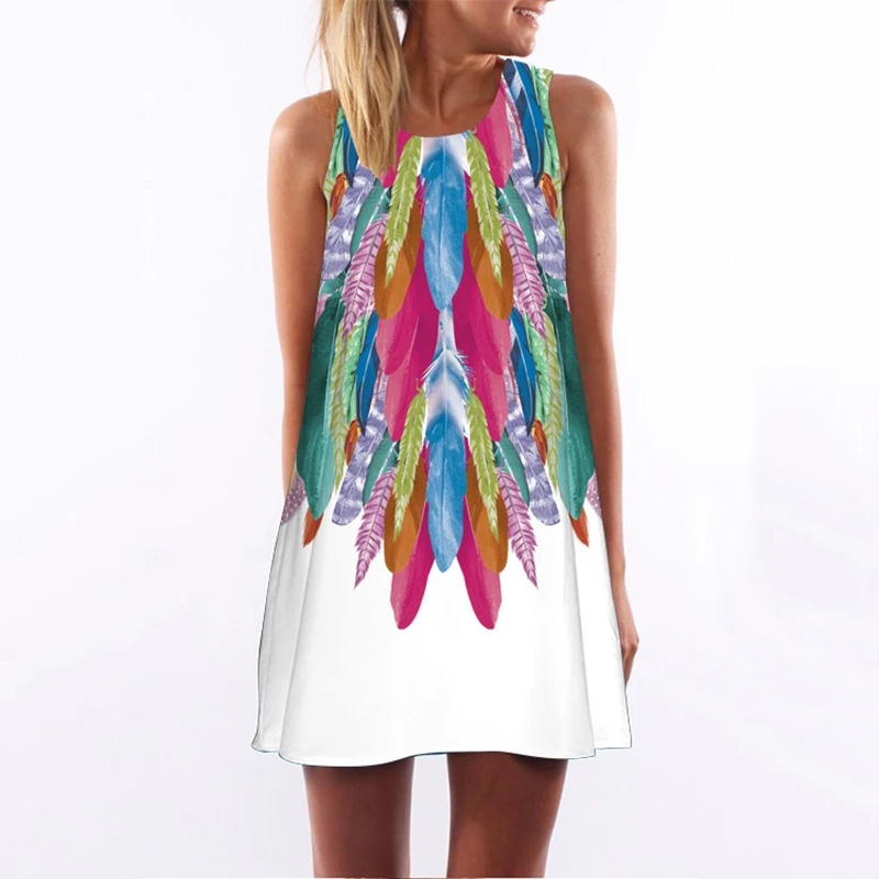 Уличная одежда трапециевидной формы с принтом повседневное мини-платье