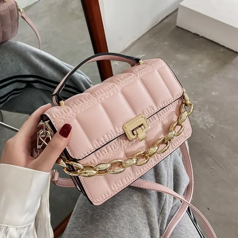 

PU Leather Brand Designer Shoulder Simple Bags For Women 2021 Chain Rivet Luxury Crossbody Bag Female Fashion Small Handbags