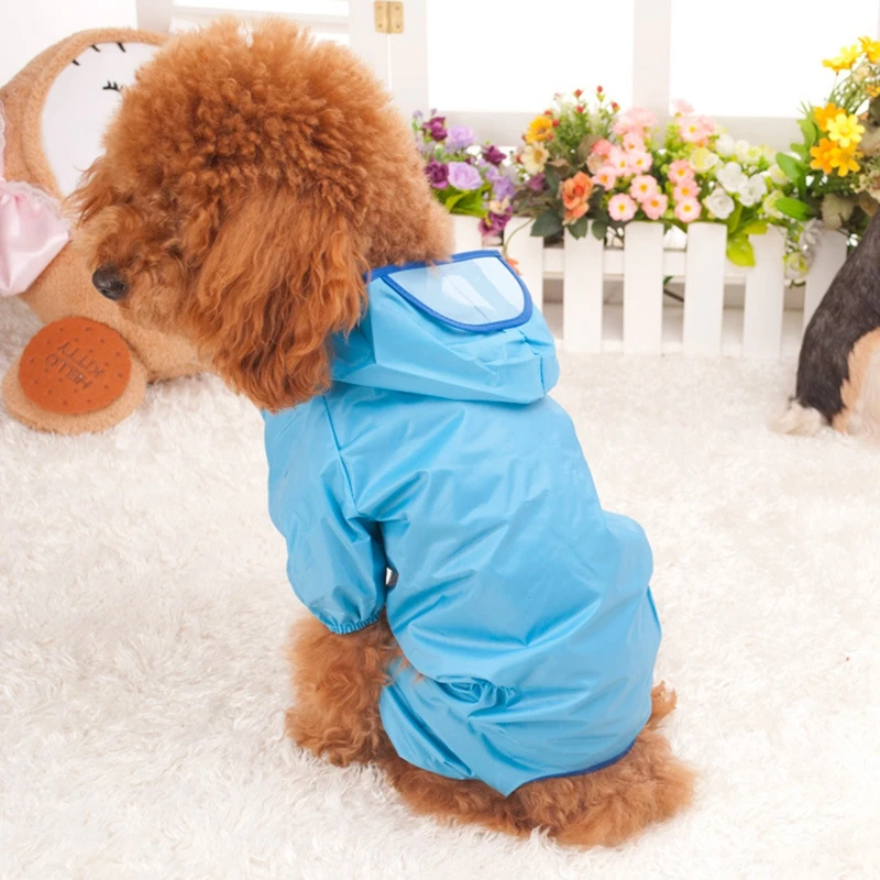 

Pet Nylon Raincoat Dog Raincoat Teddy Waterproof Clothes Golden Retriever Hooded Rainwear Samoyed Outdoor Blue Pink Jacket