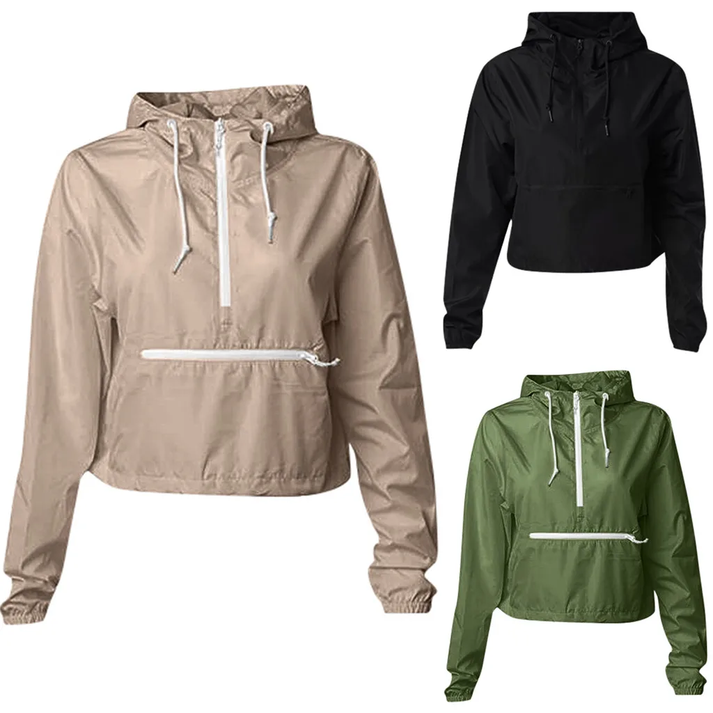 2020 Женская куртка с капюшоном Весенняя Повседневная ветровка Базовая на молнии