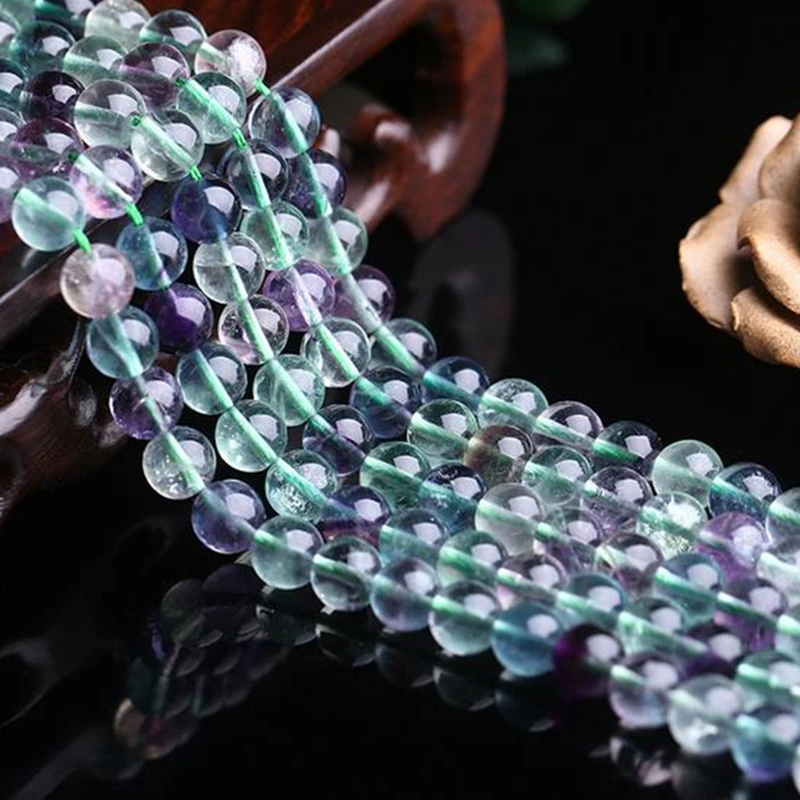 39 см натуральный цветной флюорит Радужный камень бусины не стеклянные Гладкие