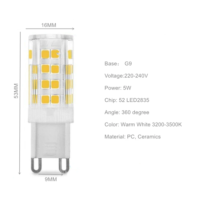 Angcai G9 светодиодный светильник 220 В 4 Вт 5 7 8 700 лм SMD 5050/2835/3014 COB для люстры домашнего