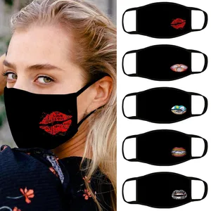 Унисекс, с рисунком красных губ, прекрасный многоразовая маска хлопчатобумажной ткани маски для лица, рта Masque De защитная маска Черный моющиеся Mascarilla #29