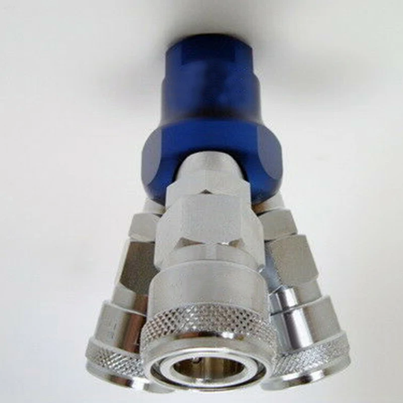 

Lightweight Air Hose Connector 3 Ways Compressor Aluminum alloy Blue Socket