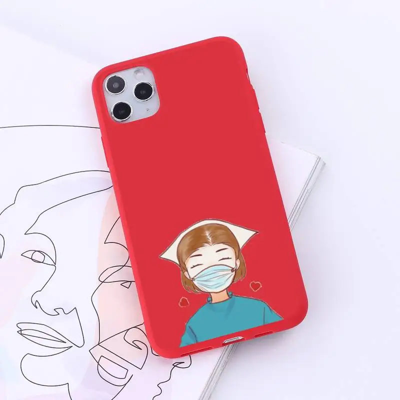 

Medical doctor nurse cartoon Angel Phone Case Candy Color for iPhone 6 7 8 11 12 s mini pro X XS XR MAX Plus