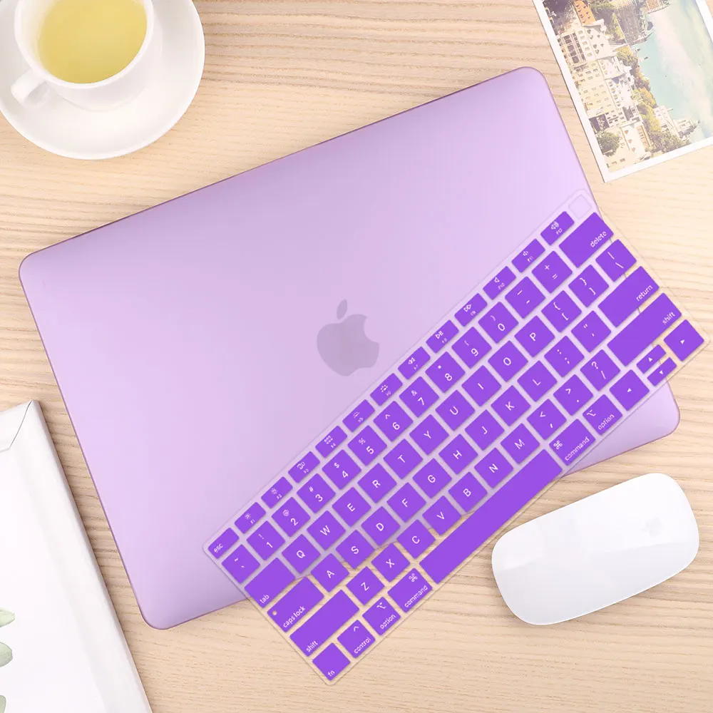 Matte Purple Чехол для ноутбука 4 в 1 для MacBook Air 11, 13 дюймов и Pro retina 13,3, 15,,,, кристально Матовый Жесткий чехол для клавиатуры - Цвет: Matte Purple