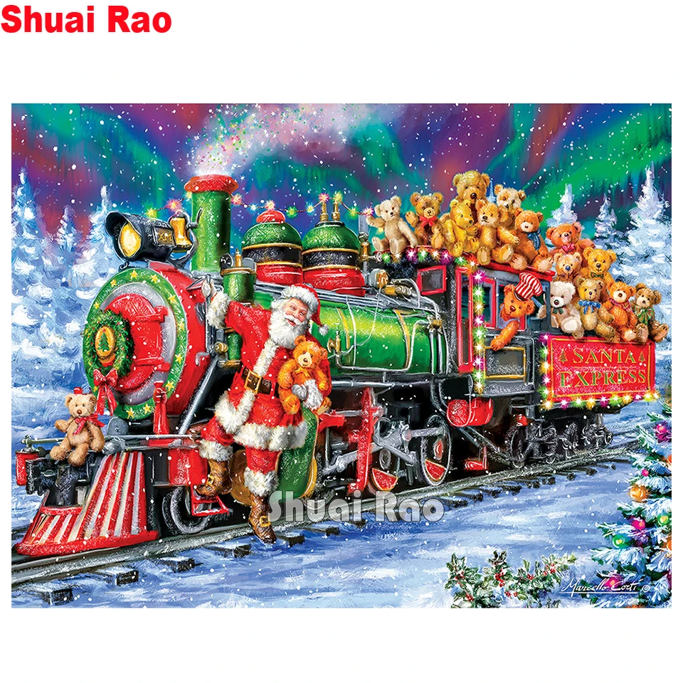 

Christmas cartoon bear train diy full drill diamond painting Full square Drill embroidery cross stitch mosaic diamond set gift,