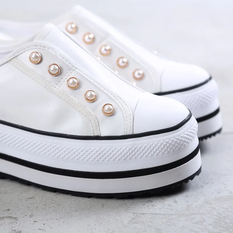 Женские туфли из натуральной кожи на платформе и толстой подошве летние танкетки