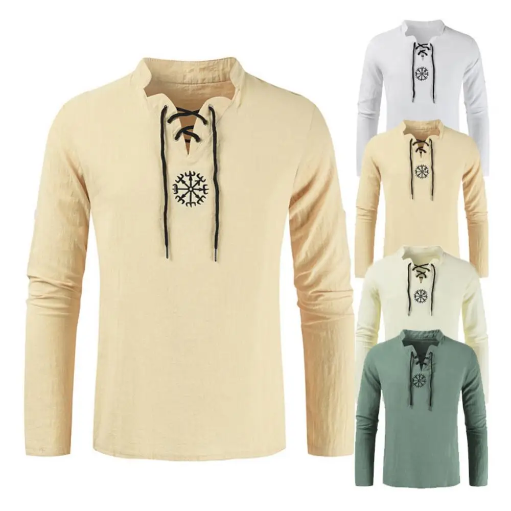Весенняя Мужская рубашка с длинным рукавом средневековый рыцарь Топ косплей