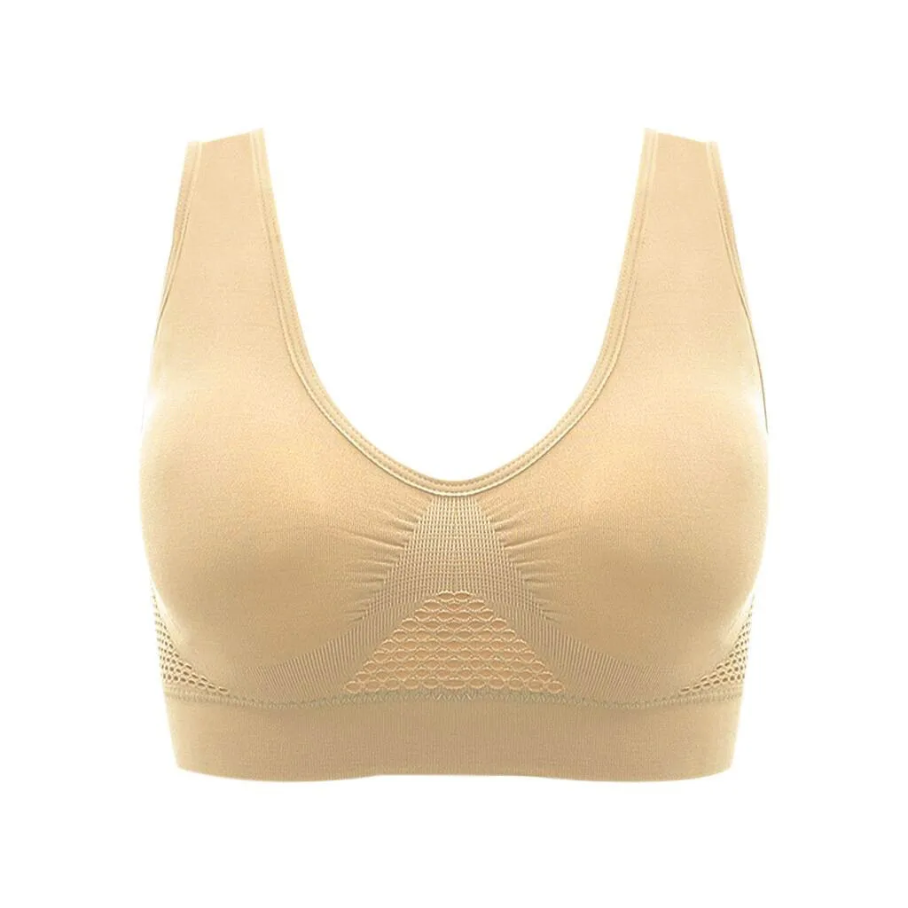 

Breathable Sports Bra Top Fitness High Quality Women Removable Padded Sport Breathable Bra Running Yoga Gym Seamless Crop Bra