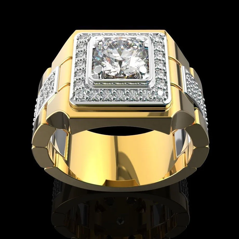 

14 K Gold White Diamond Ring for Men Fashion Bijoux Femme Jewellery Natural Gemstones Bague Homme 2 Carats Diamond Ring Males