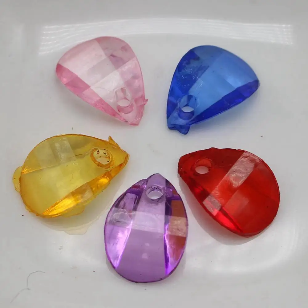 

200 Mixed Color Transparent Acrylic Flower Petal Charm Pendants 13X9mm