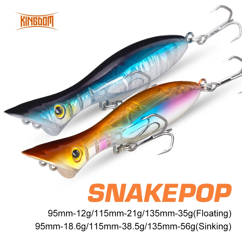 

Kingdom SNAKEPOP Popper Fishing Lures Sinking Floating Good Quality Artificial Plastic Hard Wobblers pesca Swimbaits For Fishing