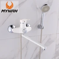 mynah white bath faucet mixer wall mounted hot cold water shower bathtub faucets set bathroom tap