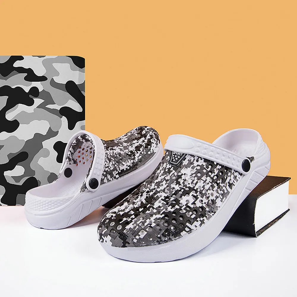 

Garden Shoes Men's Crocks Sandals Beach Flat Camouflage Slippers Slip-On Summer Outdoor Light Casual Hole Shoes