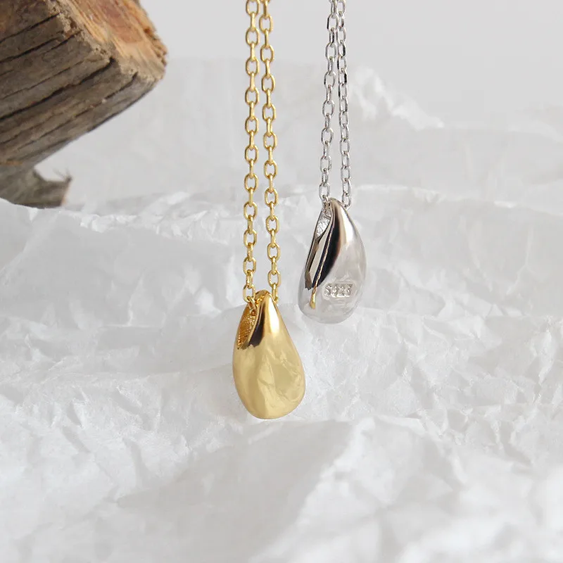 

Jsmpfy 925 Sterling Silver Necklace&Pendants Tiny Water Drop Shape Pendant Necklaces For Women Students Collares Birthday Gifts