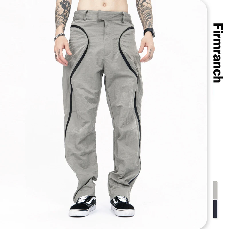 Деловые дизайнерские серые/черные повседневные брюки-карго от firmранчо корейские