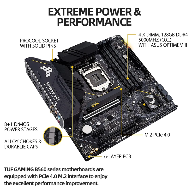 ASUS New TUF GAMING B560M PLUS материнская плата с WIFI Set Micro-ATX DDR4 Intel B560 5000 +(OC) 128G поддержка