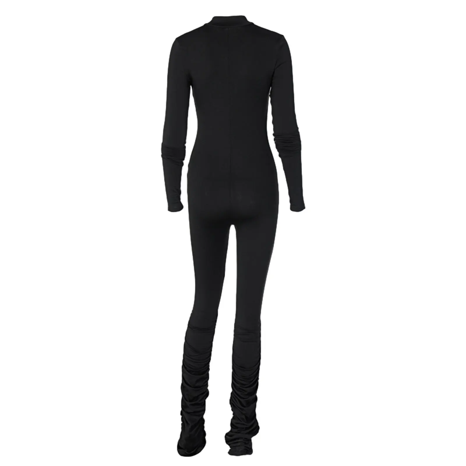 

Sexy Women Solid Sheath Jumpsuits Long Sleeve Zipper V Neck Female Fashion Hip-lifting Sports Fitness Autumn Spring Jumpsuits