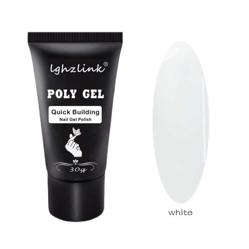 White Lghzlink розовый полигель 30 г инструменты для наращивания ногтей советы для дизайна ногтей УФ замачиваемый Гель-лак Слип-раствор для ногтей акриловый полигель - Цвет: White