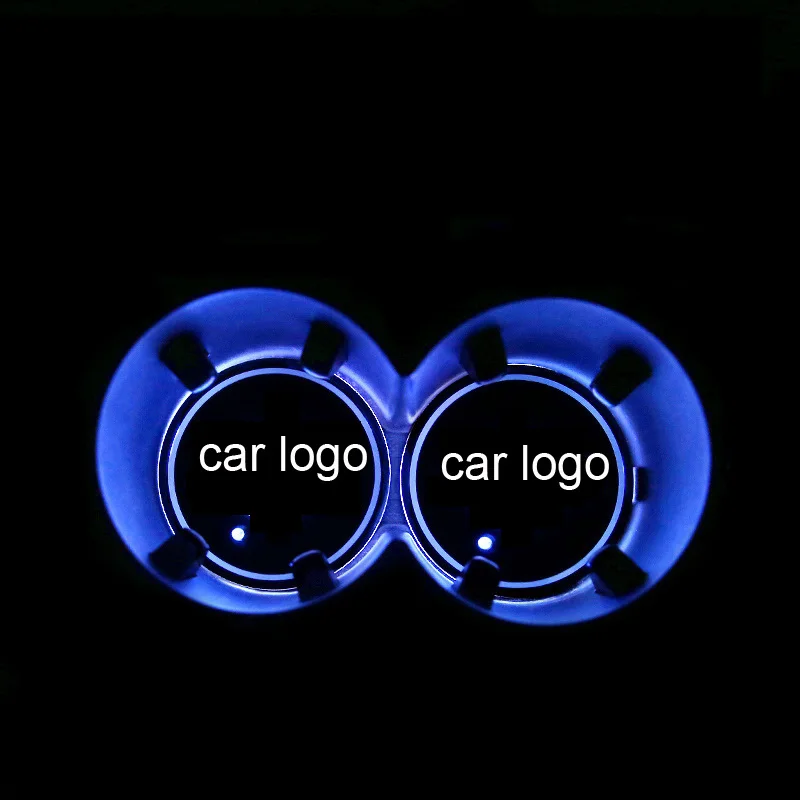 2 шт. подстаканник коврик нескользящий Автомобильный логотип USB зарядка Цветной