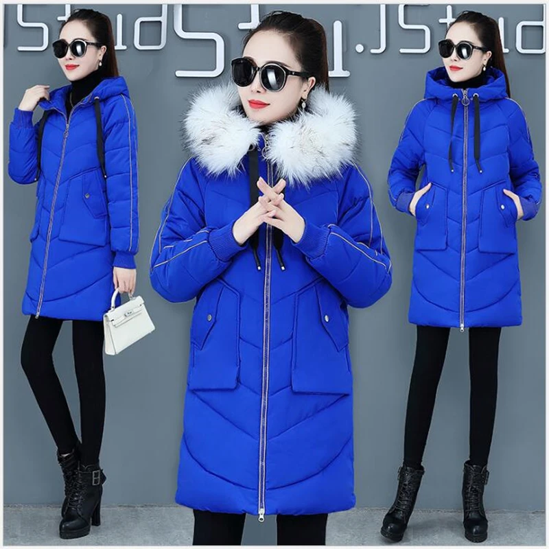 

2019 women winter coat hooded warm plus size cotton padded jacket female long women parka wadded jaqueta feminina 372