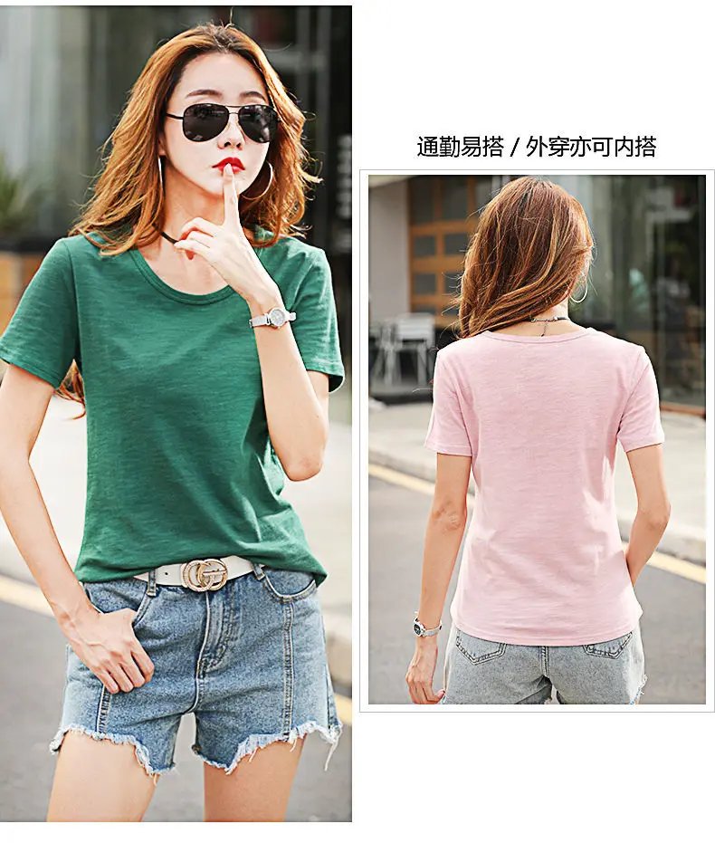 

100% Cotton Oversized t-shirt 2021 Summer Short Sleeve O Neck Solid Top White Red Solid t-shirt Female 4XL 3XL Women's Clothing
