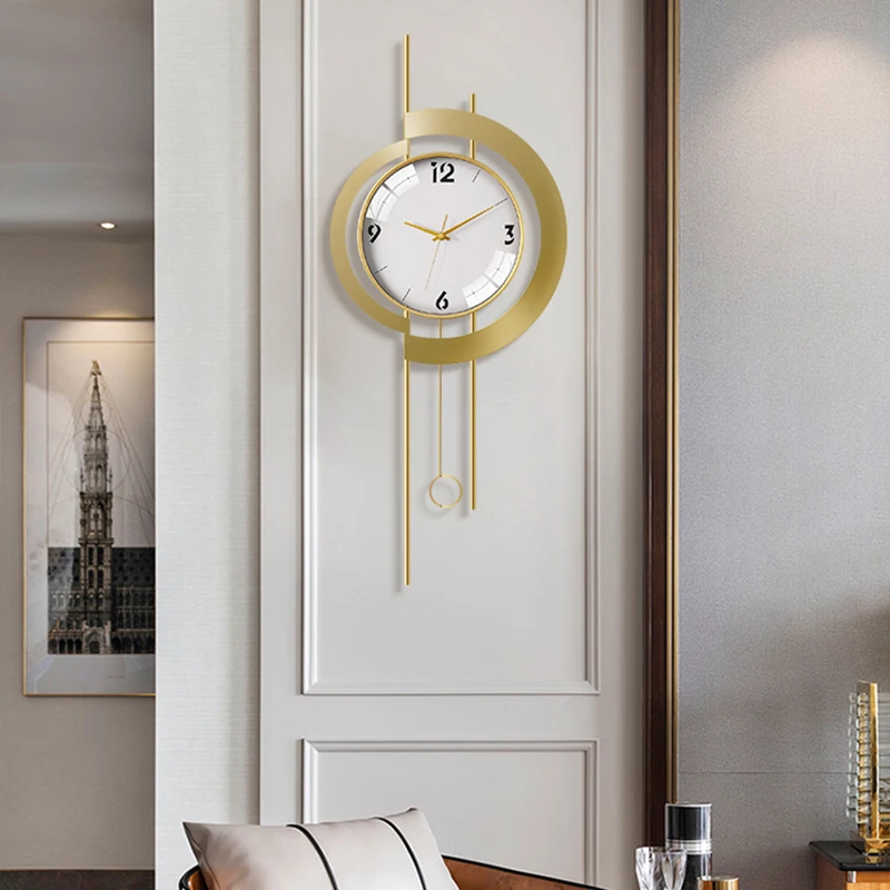 

Luxury Golden Wall Clock Home Decor European Fashion Living Room Decoration Wall Watch Modern Design Silent Metal Clocks Gift