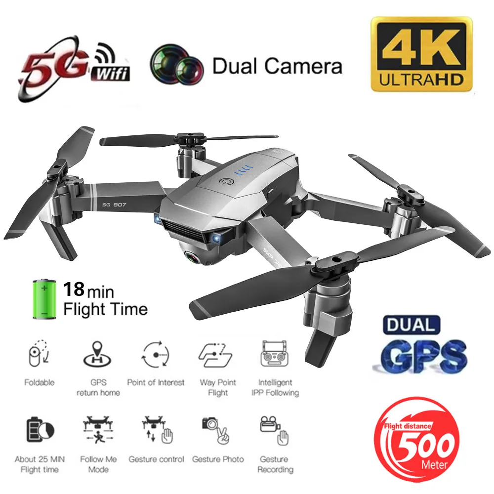 Профессиональный GPS Дрон с двойной камерой 4K HD широкоугольный анти тряски Wi Fi FPV