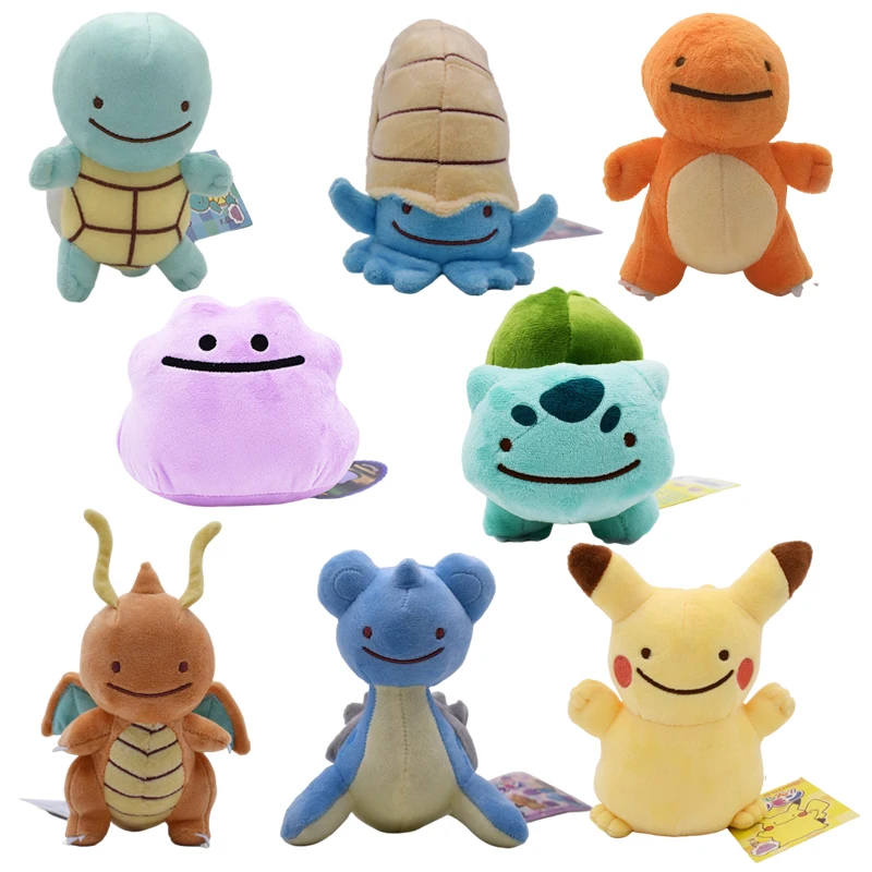 

Pokemon Anime Lapras Squirtle Bulbasaur Dragonite Ditto Charmander Pikachu Omanyte Plush Toys Kawaii Cute Plushie Doll Kids Gift