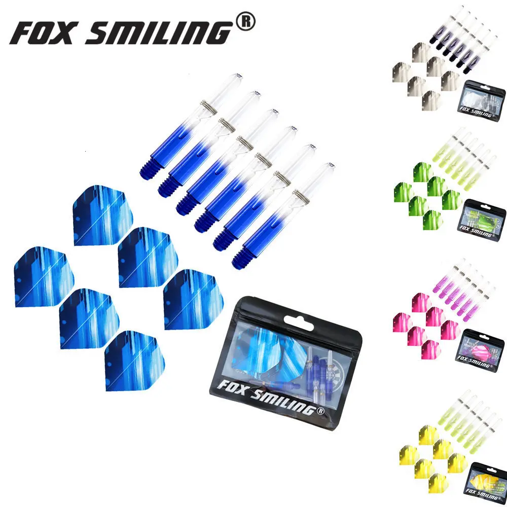 6 шт. нейлоновые дротики валы с 6 шт. PET полеты Fox Smiling 2BA 35 мм Дротика валы и шесть цветов аксессуары для игры в Дартс