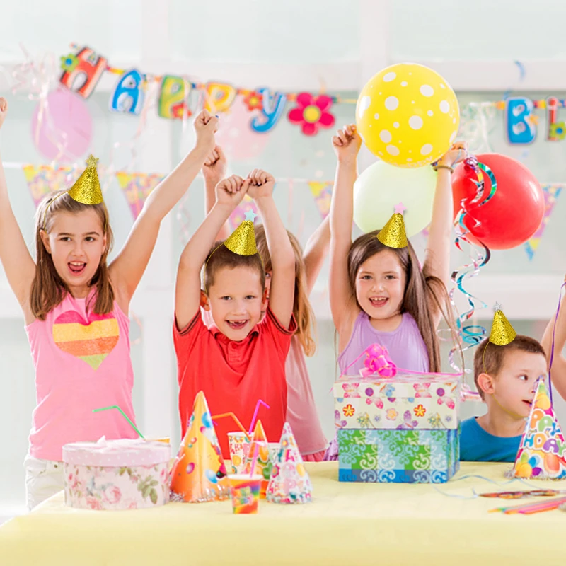 5 шт./лот золотые шляпы на день рождения блестящая корона вечерние для детей со