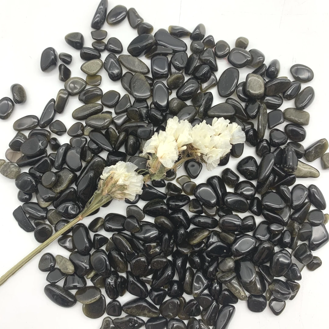 

50g 2 Size Natural Golden Obsidian Gravel Stones Crystal Polished Gravel Specimen Healing Home Decoration Stones