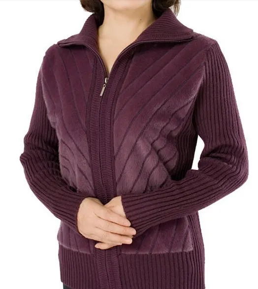 Autumn Winter Mother Casual Zipper Cardigan Sweater Turn-down Collar Jacket Women's Spring Knitted Coat Long-Sleeved Clothing |