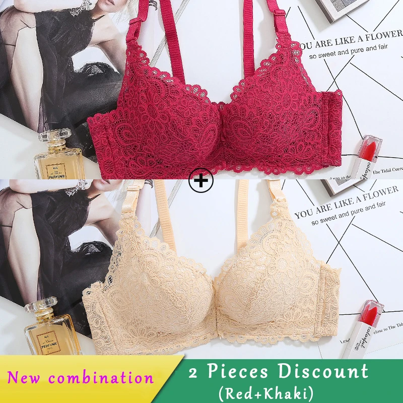 

Кружевное бесшовное нижнее белье, женский бюстгальтер с маленькой грудью, соблазнительный бюстгальтер с передней пряжкой, Регулируемый Ти...