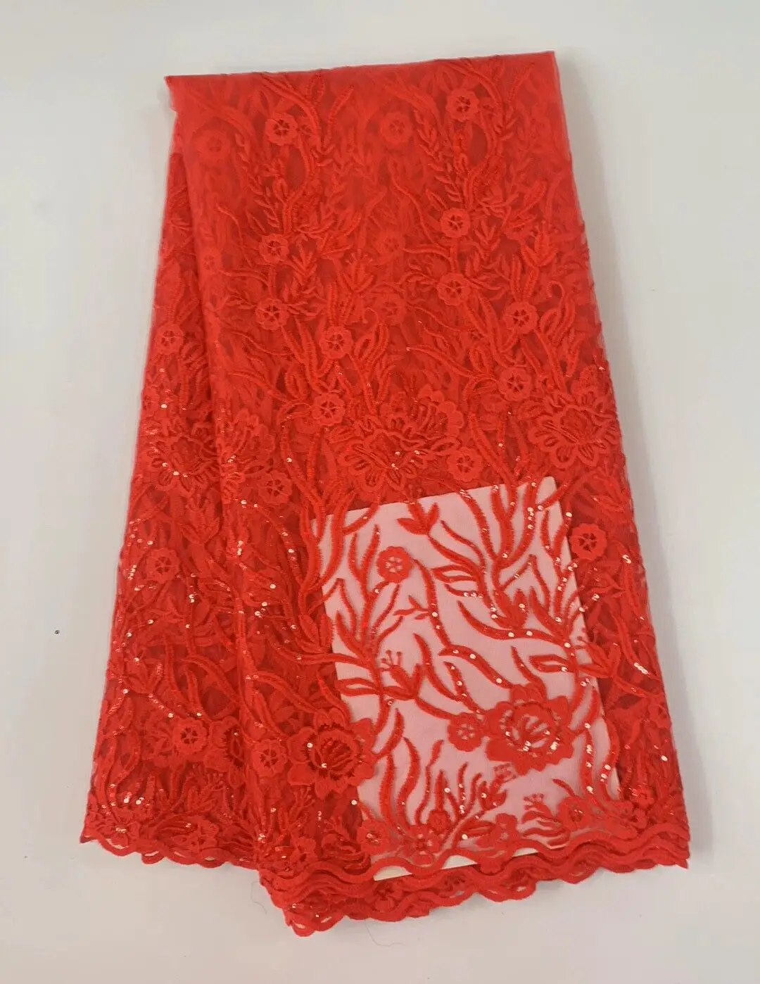 

Nigerian African Tulle Lace Sequins Mesh Fabric Asoebi Designs For Party Dress Sewing Cloth