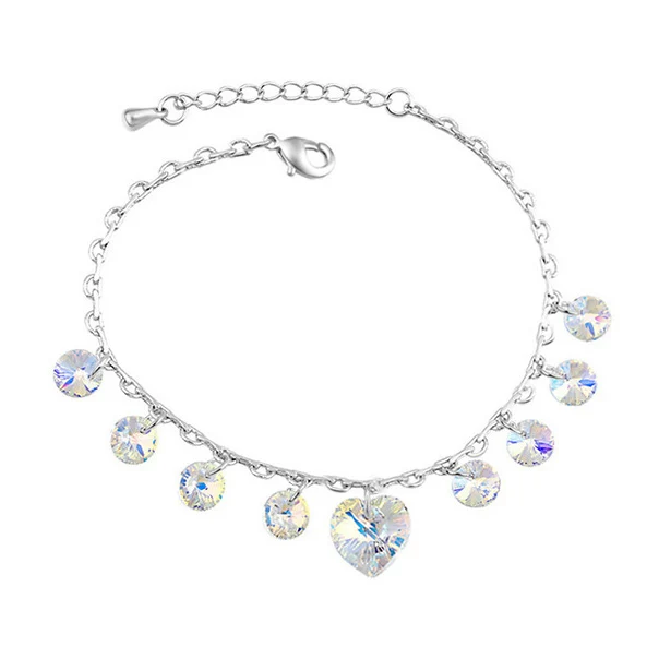 A-1 Блестящий Кристалл от Swarovski сердце Шарм Браслеты для женщин Серебряный цвет цепи браслеты и браслеты Pulseira свадебный подарок - Окраска металла: A-1