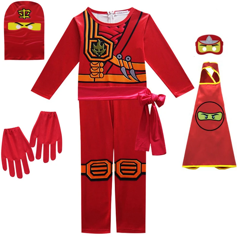 Red-5pcs Новинка; Костюм Ниндзяго; костюм для маленьких мальчиков; костюм для мальчиков из спандекса; карнавальные вечерние костюмы на Хэллоуин; маскарадные костюмы для девочек; нарядная одежда ниндзя - Цвет: Red-5pcs