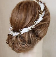 luxury crystal rhinestone feather pearl bridal headband baroque fashion bridal wedding accessories headdress hair accessories