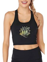 fashion lotus flower pattern comfortable and easy to match crop top ladies yoga training sports tank top