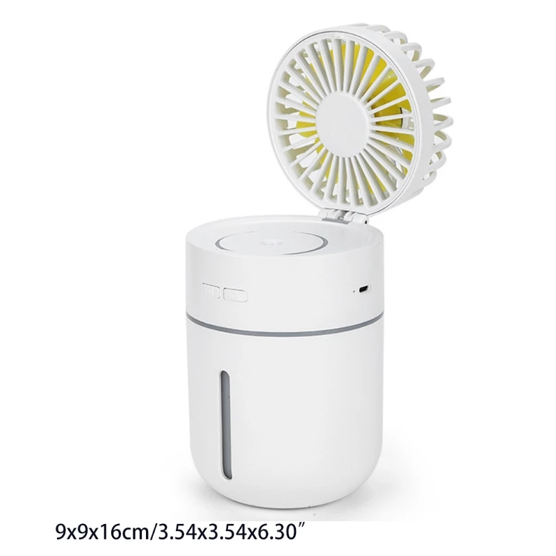 

Cool Mist Humidifier with Fan Potable Humidifier Rechargeable Quiet Ultrasonic Waterless Auto-Off for Bedroom Humidifier