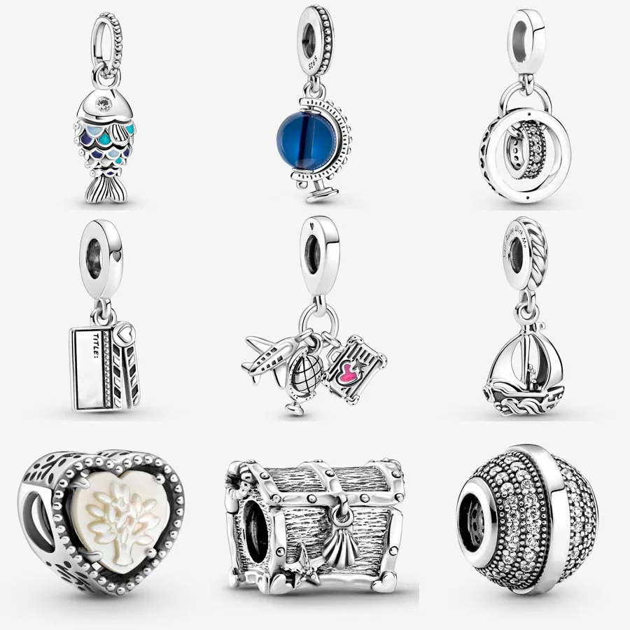 

Европейские бренды, искусственный Серебряный Логотип, круги, подвеска, подвеска для браслета, глобуса, чемодана, сердца, очаровательные укр...