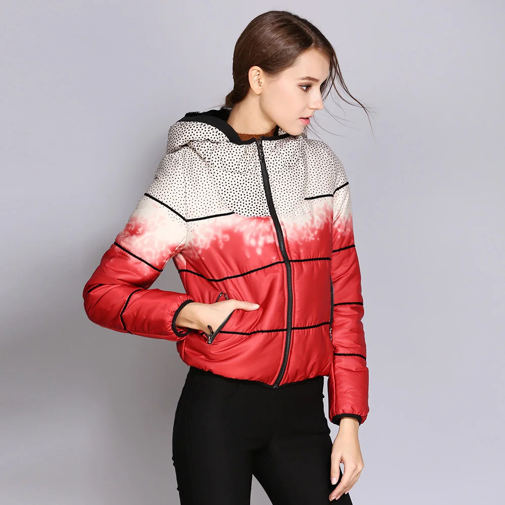 

Женское зимнее пальто, легкий женский белый пуховик в горошек, короткий